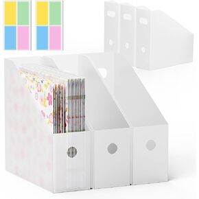 Hukado 6PCS Scrapbook Paper Storage, Foldable Scrapbook Paper Holder with 16 Pieces Sticky Index Tabs for 12x12 Inches Paper Storage Organizer, Files, Vinyl, Cardstock, Magazines, Documents