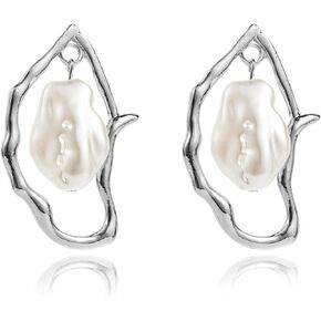 Pearl Clip on Earrings Gold Pearl Stud Earrings for Women Pearl Ear Cuff Earrings Non Piercing Cartilage Earrings Large Pearl Earrings Jewelry Gifts