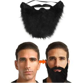 لحية مزيفة لحفلات الهالوين - لحية مزيفة سوداء مضحكة مع شارب، شعر وجه زائف واقعي للبالغين