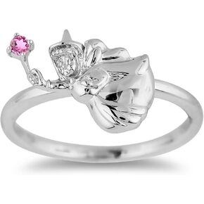 Jewelili Enchanted Disney Fine Jewelry Sterling Silver Pink Tourmaline Aurora Flora Fairy Ring