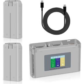 COOLSHOW Intelligent Flight Mini 4K Battery Mini 2 Series Battery 2 Packs 2400mAh and Smart LED Triple Mini 2 Battery Charger Two-Way Charging Hub Compatible with DJI Mini 2,Mini 2 SE,Mini SE,Mini 4K