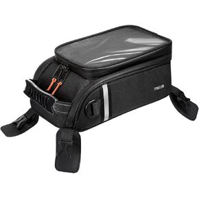 MOSISO Motorcycle Tank Bag, Motorcycle Gas Tank Bag with Rain Cover, Motorcycle Bag with Top Clear Pocket&Shoulder Strap, Motorbike Storage Bag for Honda/Yamaha/Suzuki/Kawasaki/Harley, Black
