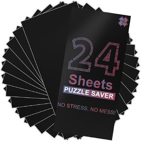 Puzzle Glue Sheets for 4 X 1000 Puzzles, 24 Sheets Black Puzzle Saver, Peel and Stick Puzzle Saver, No Mess Puzzle Glue Sheets and Frame to Preserve Your Finished 2000, 1000, 500 Jigsaw Puzzle