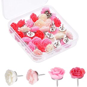 hoyuwak 30pcs Push Pins Cute Decorative Flower Thumb Tacks Bulletin Board Color Pushpins for Cork Board Wall Desk Decorations Photo Display, Office or Home