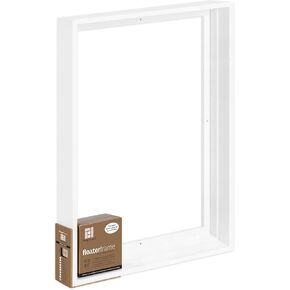 Ampersand Art Supply Floaterframe Readymade Frame for Flat and 1 1/2" Deep Wood Panel and Canvas Artwork, Paintings, Prints, and More, 18"x24", White Bold