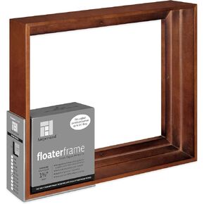 Ampersand Art Supply Floaterframe Readymade Frame for Flat and 1 1/2" Deep Wood Panel and Canvas Artwork, Paintings, Prints, and More, 11"x14", Walnut Thin