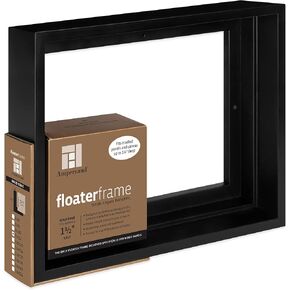 Ampersand Art Supply Floaterframe Readymade Frame for Flat and 1 1/2" Deep Wood Panel and Canvas Artwork, Paintings, Prints, and More, 9"x12", Black Bold