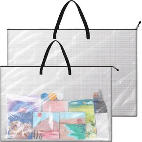 Tenceur 2 Pcs Art Portfolio Case 36 x 48 Inch and 24 x 36 inch Large Poster Storage Bag Portfolio Folder PVC Art Portfolio Container Bulletin Board Storage Box for Poster Scrapbook Keepsake