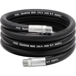 20FT 3/4" Fuel Transfer Hose Pump Hose Farm Fuel Hose with 3/4" NPT Male End Fittings for Gasoline Kerosene Diesel Biodiesel
