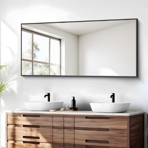 Bathroom Mirror,30x60 inch Large Wall Mirror for Bathroom Wall Mounted Black Rectangle Corner Mirrors,Black Bathroom Mirror for Living Room,Farmhouse,Bedroom Entryway,Horizontal/Vertical