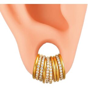 Casvort 10 قطع 16 جرام حلقات ثقب الأنف غير الملحومة قطعة زركونيا حلقات حلقة الزنمة 316 من الفولاذ المقاوم للصدأ حلقة حلزونية مكدسة سدادات الأذن شماعات النساء مجوهرات الجسم in Kuwait