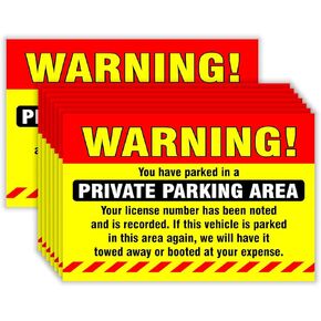 Private Parking Stickers (Pack of 50) Reserved No Permit Area Violation Warning Notice Vehicle is Illegally Parked - Large Size 6" X 9" – Yellow