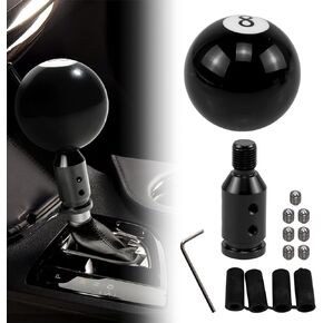 RYANSTAR Black 8 Round Ball Gear Shift Knob - Universal Compatible with Manual Shifter Knob with Aluminum Adapter-Premium Quality Acrylic & Aluminum Construction Compatible with Most Vehicles