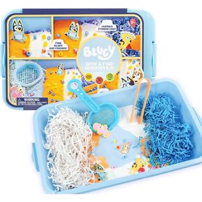 Official Bluey Seek & Find Sensory Bin, Ready-to-Use Sensory Toys, Sensory Bin for Kids with Lid, Play Sand, Scoops & Tongs, Exclusive Bluey Toys, Sensory Toys for Toddlers 3-4 in Kuwait