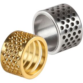 KAKULO Stainless Steel and Brass Sewing Thimble Set, Finger Protectors for Needlework, Knitting and Crafts