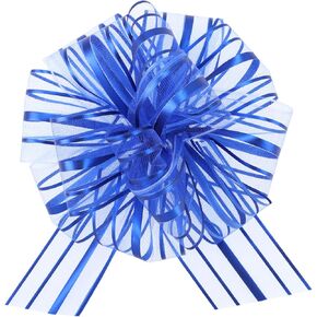 6 Pieces Pull Bow Large 6 Inch Organza Pull Bow Present Wrapping Pull Bow with Ribbon for Gift Wrapping Baskets Wedding (Gold)
