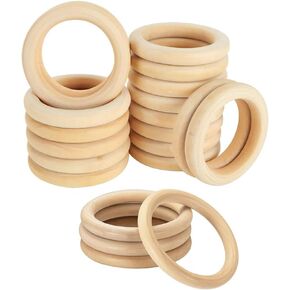 20Pcs Natural Wooden Rings for Crafts, Unfinished Wood Rings for Macrame Pendant Connectors，DIY Making, Craft Rings, Wood Teething Ring (0.59inch/1.5cm)