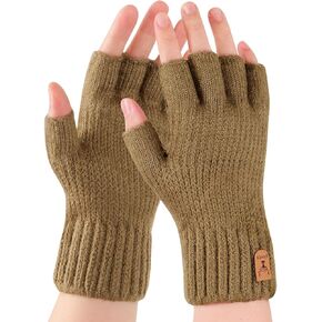 Fingerless Gloves - Half Finge Thermal Winter Gloves Warm Knitted Gloves for Men Working Running Driving