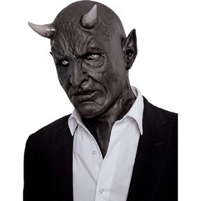 Ghoulish Productions Mephistopheles Dark Skin Mask With Horms, Demon Latex Mask Hyper Mask Line. One size latex mask Adult Collectible Mask