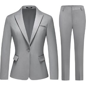 Lamgool Womens Suit 2 Piece Set Business One Button Peak Lapel Blazer Jacket with Pants for Office Ladies in Kuwait