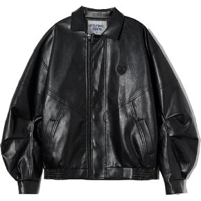 Aelfric Eden Womens Leather Jacket Oversized Y2k Faux Motorcycle Bomber Moto Biker Jackets Coats