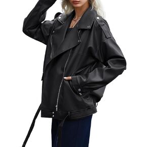Zando Leather Jacket Women Oversized Motorcycle Biker Jacket Women Outfits Clothes for Women Bomber Jacket Faux Fall Fashion