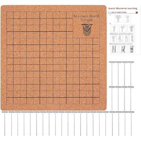 TIZZYT 12x16 Inch Macrame Board Set, Beginner-Friendly Macrame Board with 30 T-Pins, Supplies Braiding Craft Helper, Macrame Supplies, Board for Macrame and Knotting, Double Sided Grids