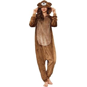 Ekouaer Adult Onesie Animal Halloween Costumes One Piece Pajamas Cosplay Suit Party Wear for Women and Men