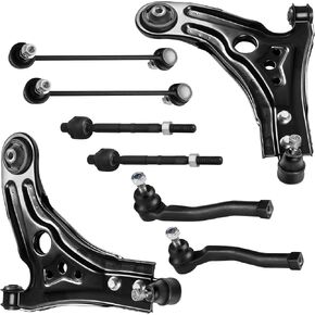 SCITOO 8pcs Front Suspension Kit Lower Control Arm w/Ball Joint Inner Outer Tie Rod End Sway Bar Link Kit Fit 2004-2011 For Chevy Aveo Aveo5 For Pontiac G3 G3 Wave Wave5 For Suzuki Swift