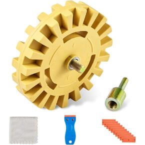 Eraser Wheel Decal Remover Pin Stripe Removal Tool Kit Rubber Power Drill Attachment with Adapter Adhesive Sticker Vinyl Graphic Pinstripe Remover for Cars RV Boats