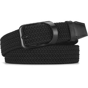 Plus Size 44" to 68" Big and Tall Belts for Men Black Woven Elastic Braided Stretch Golf Belt