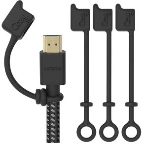 أغطية USB مريحة [4 قطع]/حبل لكابل Micro USB ومتوافق مع كابل شحن Apple (أسود)