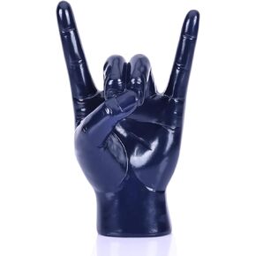 7.7" Black Resin Rock On Hand Gesture Statue - Funky Decor for Rock Culture Music Lovers, Decorative Tabletop Sculpture for Bookshelf, Desk & Mantel in Home or Office, Modern Symbolic Figurine
