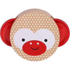 PETITCOLLAGE Petit Collage: Shake and Play - Wooden Tamourine | 2-Sided Monkey Design | Made with FSC Wood| Great for Ages 18 Months+
