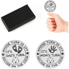 New Parents Decision Coin, Double Sided Funny Decision Flip Coin with Gift Box, New Baby Gift for Parent Mummy Daddy Pregnancy Women First Time to be Mom Dad Christmas Birthday Present