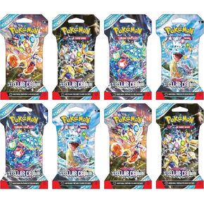 Pokémon TCG: Scarlet & Violet Stellar Crown Sleeved Boosters Packs, 8 Packs (80 Cards)