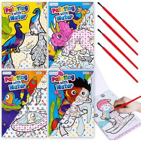 ArtCreativity 4 Pack Mini Paint with Water Books for Kids - Total of 96 Pages -Mess Free Coloring for Toddlers -Water Coloring Books Mess Free Painting -Water Painting Books for Kids 1 2 3 4 5 6 7 8+