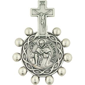 Saint Peregrine Silver-Tone Saint Benedict Rosary Ring (Patron of People with Cancer) | Great for First Holy Communion and First Holy Confirmation | Religious Medallion for Jewelry and Home