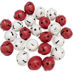 Pack of 50 Small Bells for Crafts, 1 Inch Red and White Jingle Bells Little Bells for Crafting Dog Training Doorbell Cat Collar Christmas Tree Wedding Decorations (Red and White)