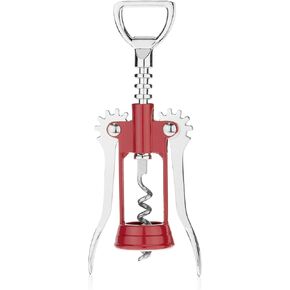 True Soar Winged Corkscrew Wine Opener - Self Centering Worm, Stainless Steel, Manual Wine Bottle Opener, Red
