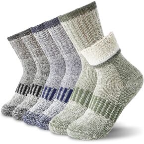 Kids Merino Wool Hiking Socks, 6 Pairs Boys Girls Winter Warm Thick Thermal Socks, Boot Cushion Crew Socks