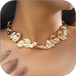 Chunky Gold Cuff Necklace for Women Gold Statement Choker Necklace for Women Gold/Silver African Tribe Wide Metal Choker Necklace Jewelry