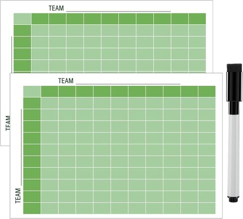 Thenshop 2 Pcs 100 Squares Football Dry Erase Office Pool Reusable Football Pool Grid Poster Board 24x36'' with Dry Erase Pen Football Pool Squares Football Betting Squares Score Record Posters in Saudi Arabia