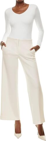 LuFeng Women's Sexy Yoga Bodysuit Slim Fit Long Sleeve Deep V Neck Tight Top Shirts in Kuwait