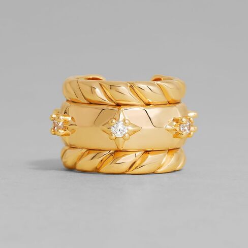 DREMMY STUDIOS Women Ear Cuff Non Piercing | 14K Gold Plated Cubic Zirconia Fake Earrings Wrap Clip on Cartilage Earring | Lightweight Hypoallergenic Jewelry SINGLE EAR CUFF in Kuwait
