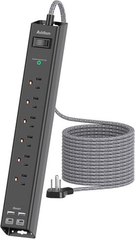 2 Pack Power Strip Surge Protector with USB C - Extension Cord with 5 Widely Outlets 4 USB Ports (1875W/15A), Wall Mount, Flat Plug, Desk Charging Station for Home Office College Dorm Room Essentials in Kuwait