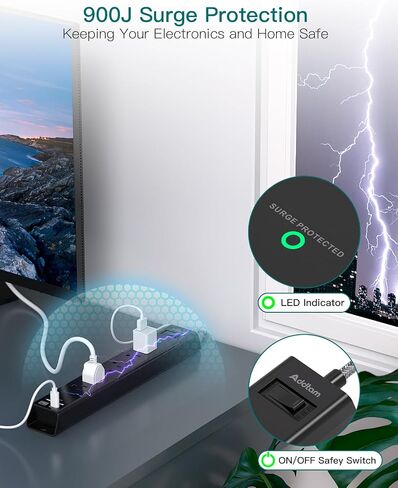 2 Pack Power Strip Surge Protector with USB C - Extension Cord with 5 Widely Outlets 4 USB Ports (1875W/15A), Wall Mount, Flat Plug, Desk Charging Station for Home Office College Dorm Room Essentials in Kuwait