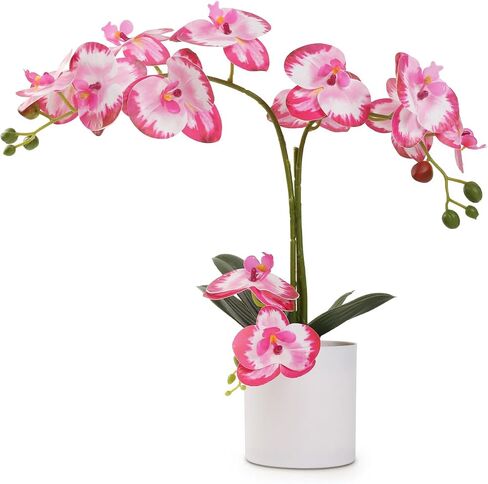 ucky Butterfly Orchid Bonsai، 21 بوصة زهور صناعية بيضاء، زهور بلاستيكية واقعية زهور وهمية، لتزيين طاولة المنزل والخزانة، زهور ديكور الحفلات والزفاف in Kuwait