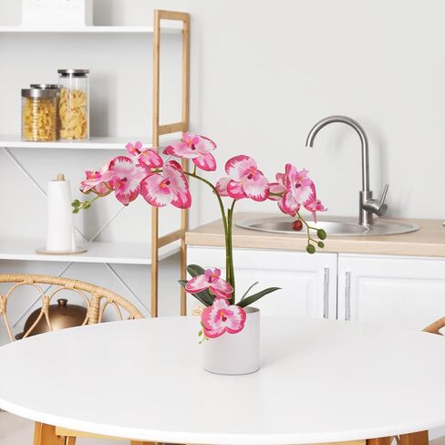 ucky Butterfly Orchid Bonsai، 21 بوصة زهور صناعية بيضاء، زهور بلاستيكية واقعية زهور وهمية، لتزيين طاولة المنزل والخزانة، زهور ديكور الحفلات والزفاف in Kuwait