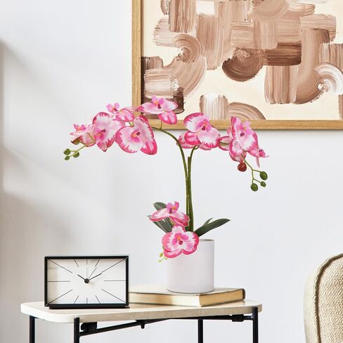 ucky Butterfly Orchid Bonsai، 21 بوصة زهور صناعية بيضاء، زهور بلاستيكية واقعية زهور وهمية، لتزيين طاولة المنزل والخزانة، زهور ديكور الحفلات والزفاف in Kuwait